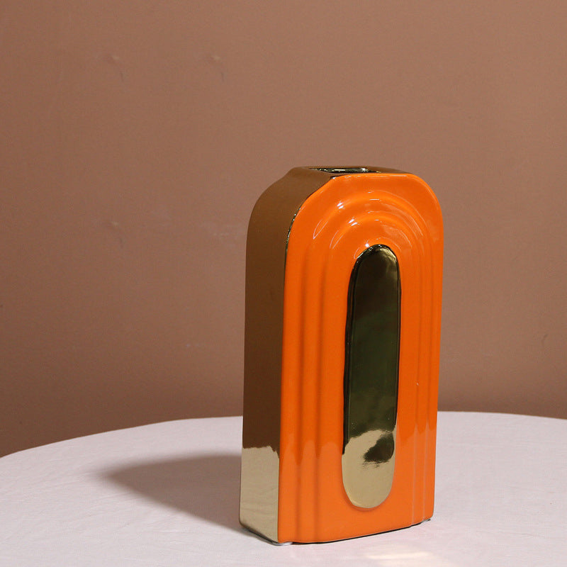 Arc Orange Ceramic Vase supplier product view