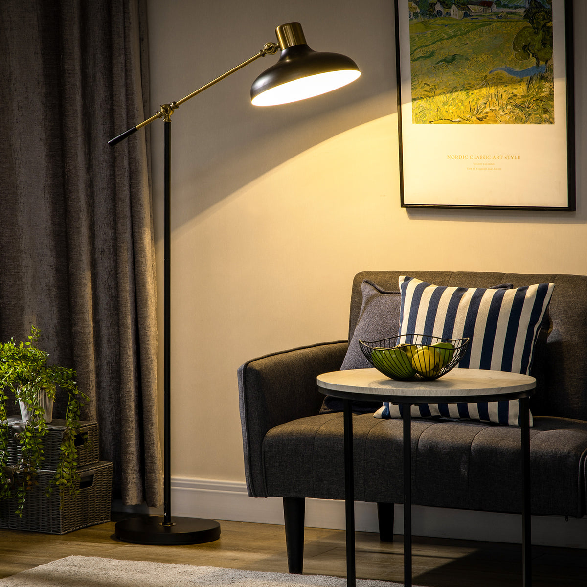 Balance Arm Floor Lamp — Black & Gold supplier product view