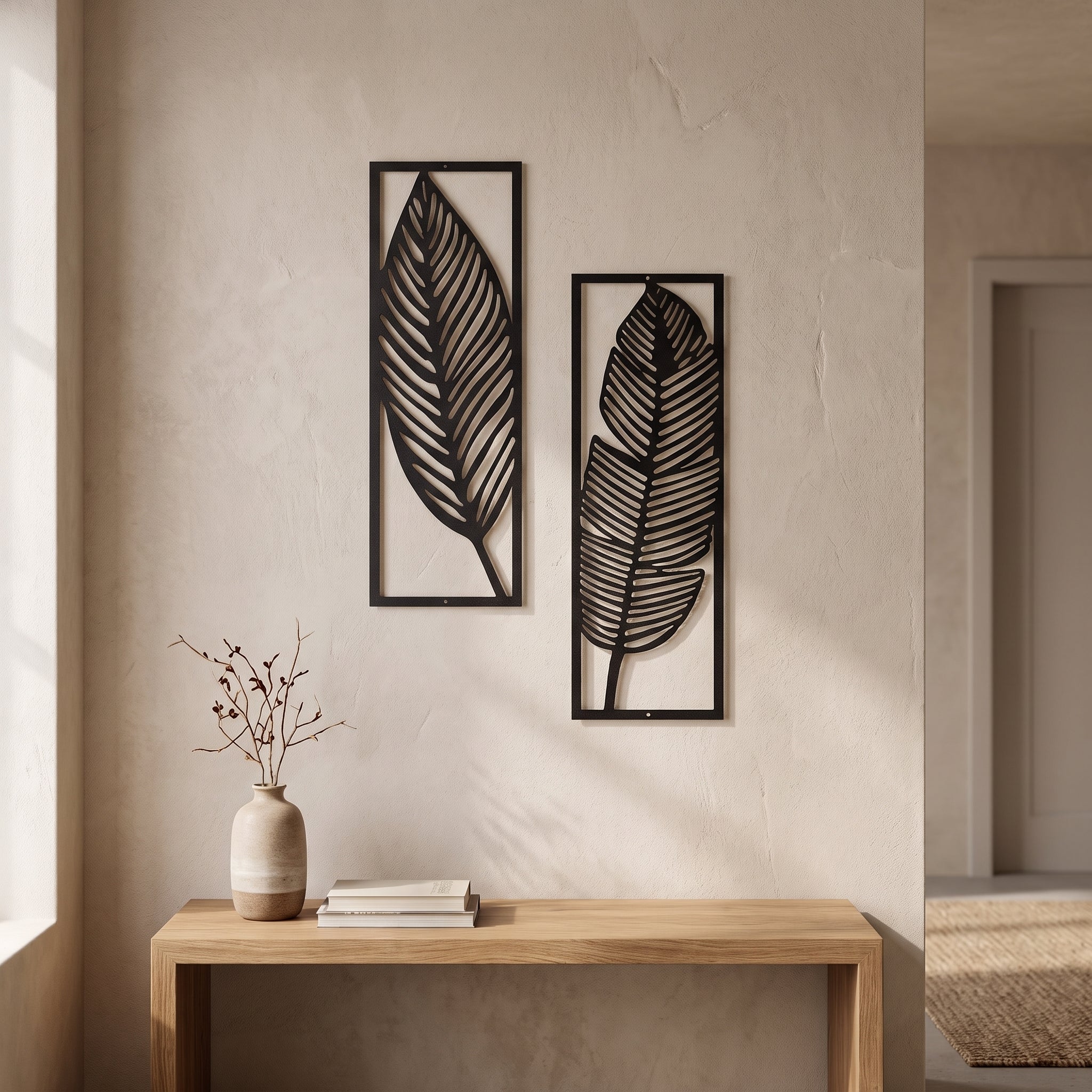 Botanical Iron Wall Art — Two-Piece Set styled in a home setting