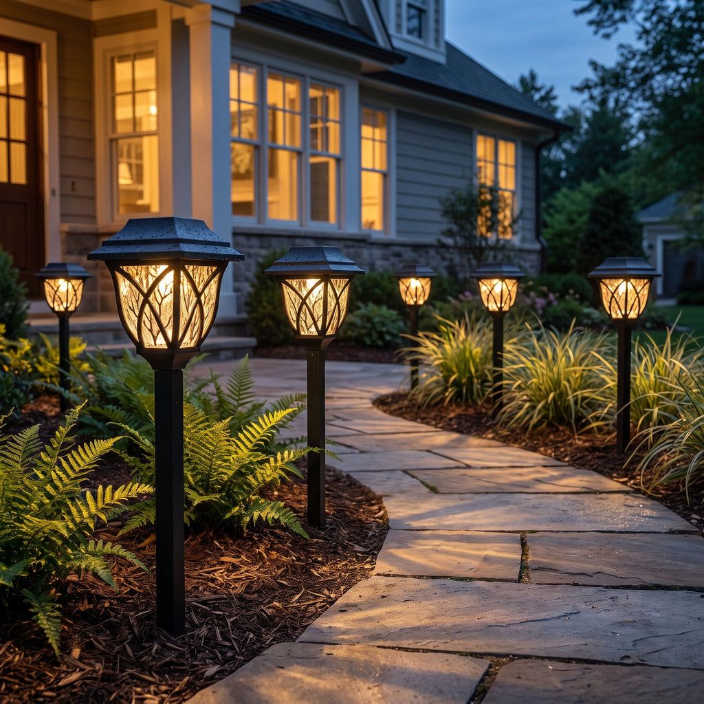 Branch Solar Path Lanterns — Set of 6 styled in its intended setting
