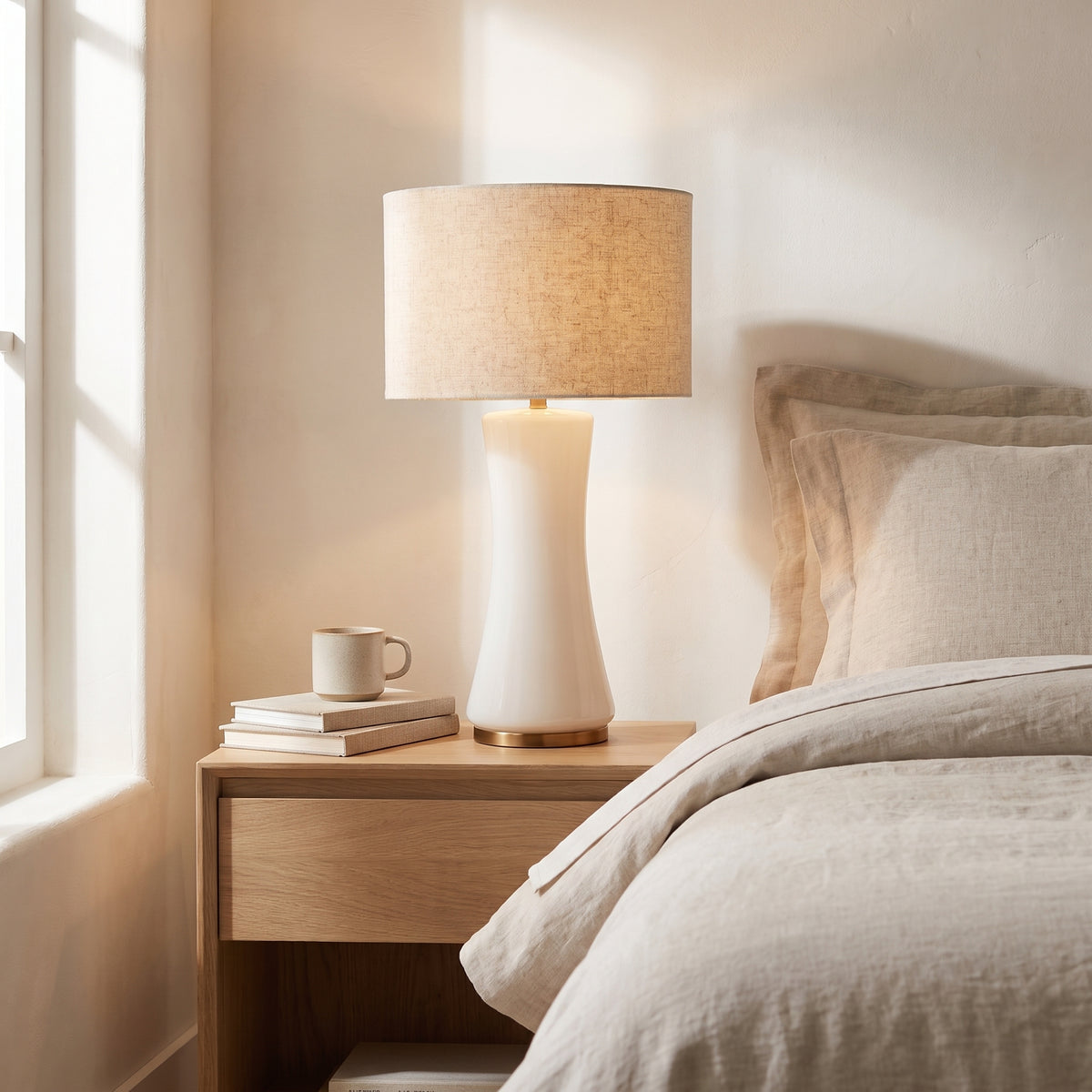 Cascade Glass Table Lamp styled in a home setting