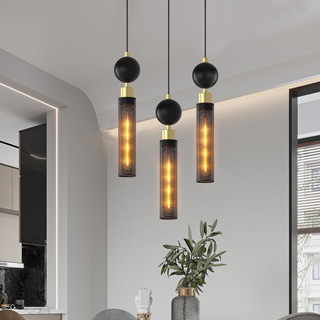 Column Black Pendant Lights — Set of 3 supplier product view
