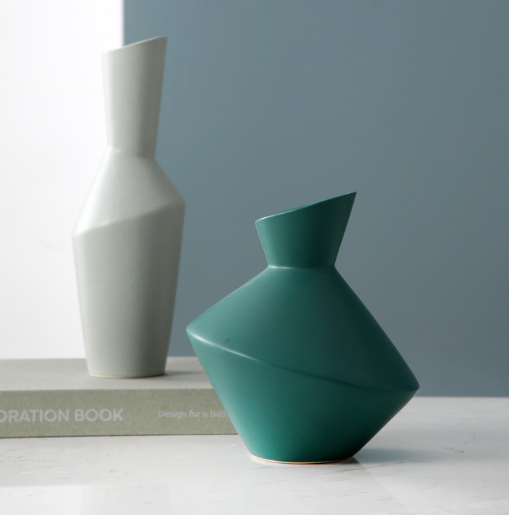 Facet Green Ceramic Vase supplier product view