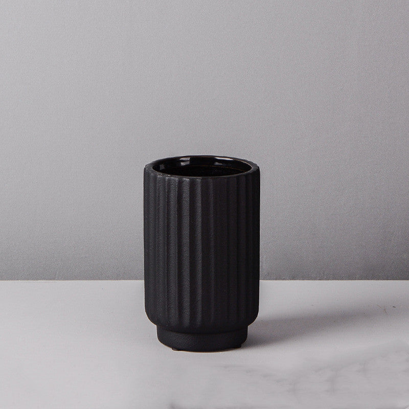 Fluted Black Ceramic Vase supplier product view