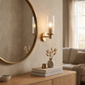 Jardin Ribbed Glass Wall Sconce styled in its intended setting