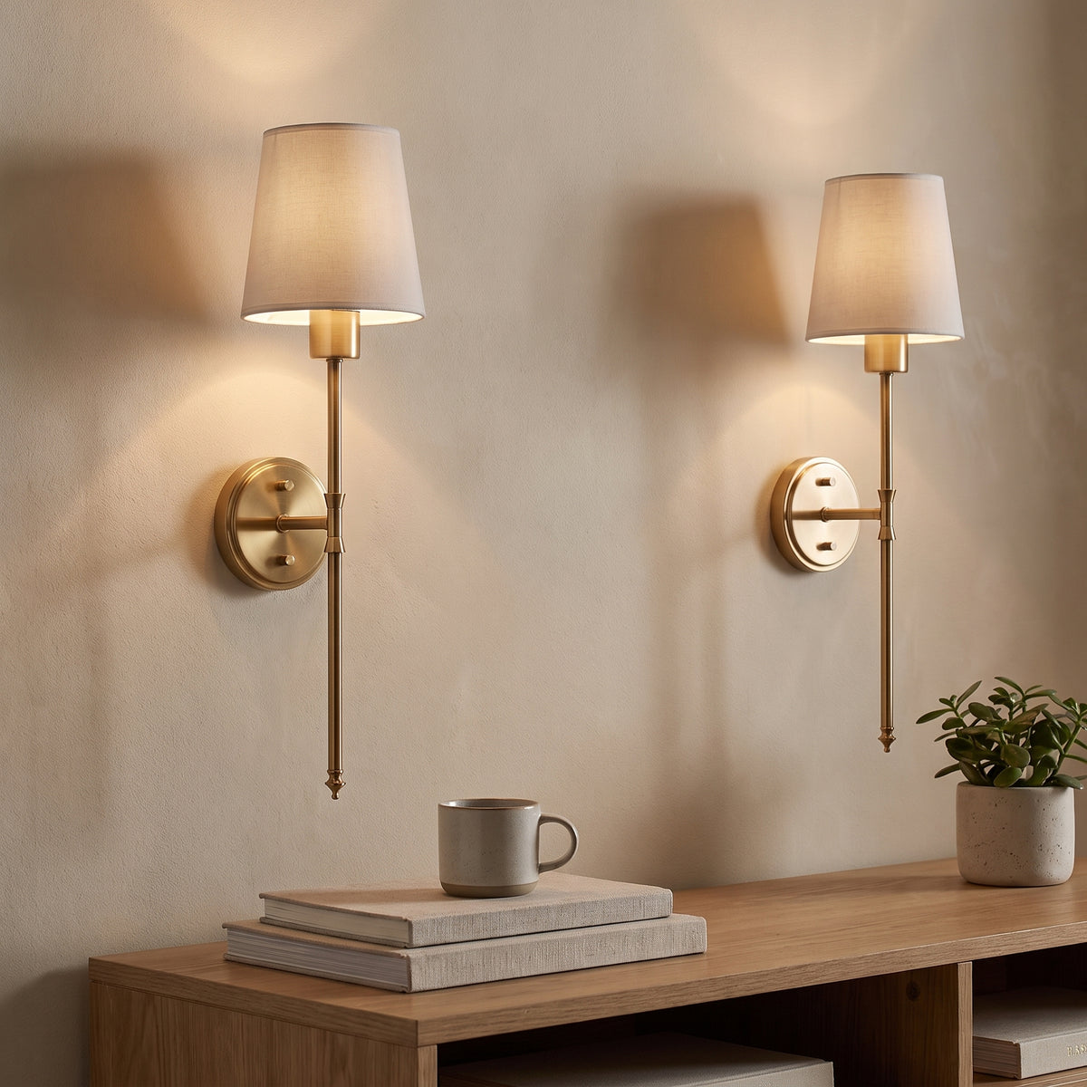 Lumi Cordless Wall Sconces — Set of 2 styled in its intended setting