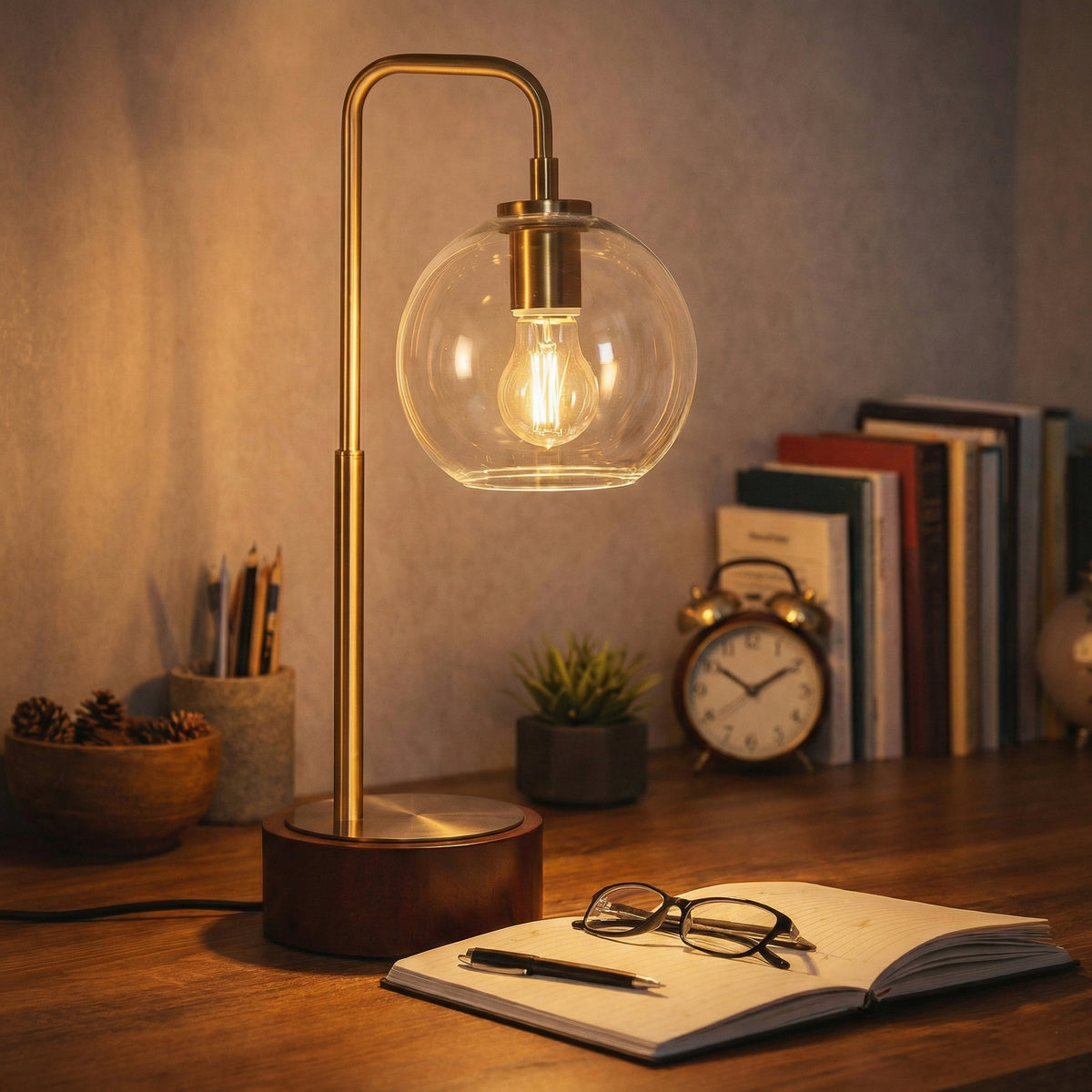 LuxeRay Arched Glass Table Lamp supplier product view