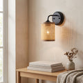 Reef Rattan Wall Sconce styled in its intended setting