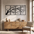 Tree of Life Metal Wall Art — Four Panels styled in a home setting