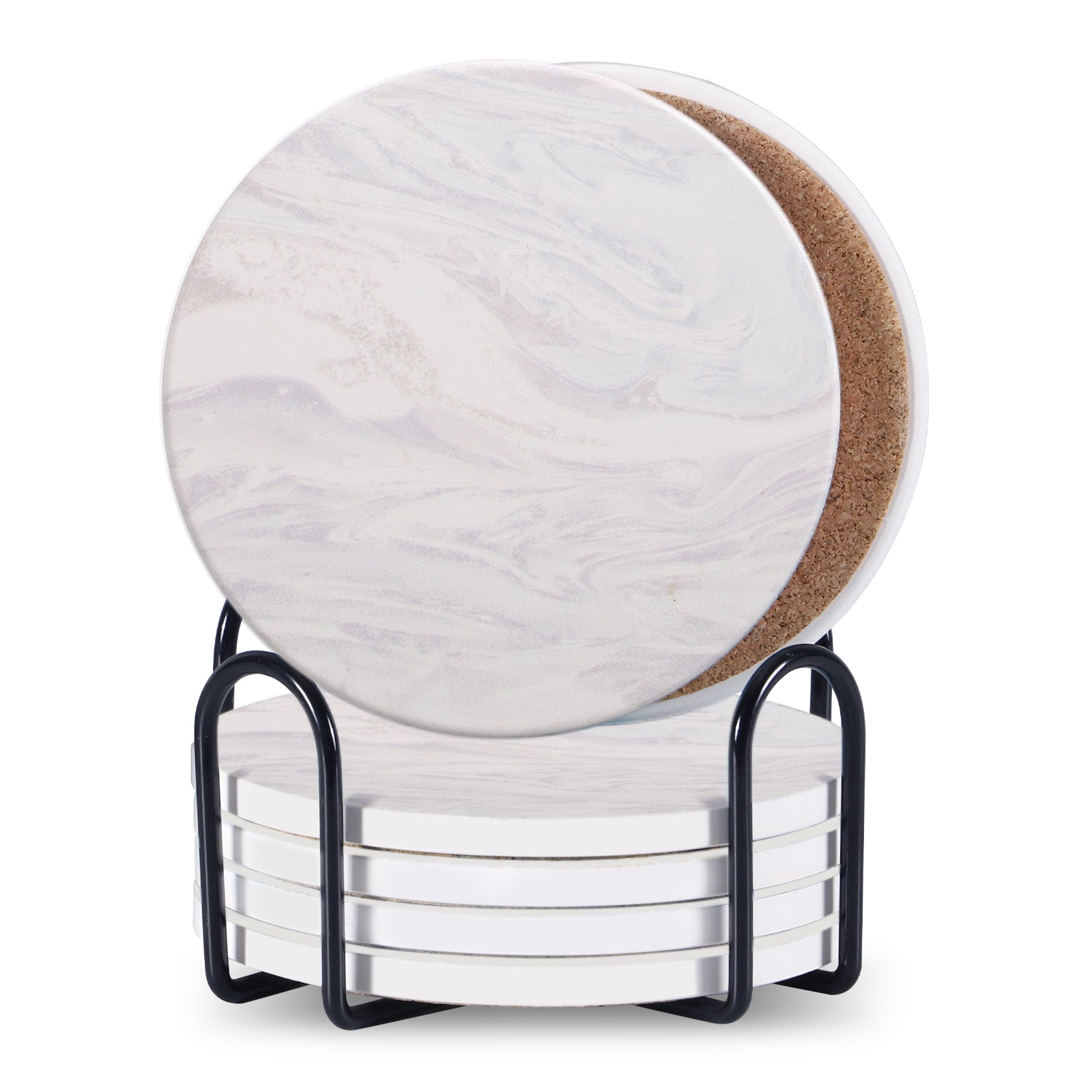 Ceramic Coasters with Holder — Set of 6