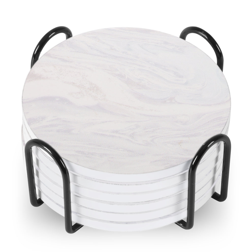 Ceramic Coasters with Holder — Set of 6