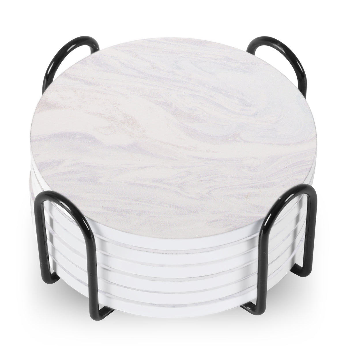 Ceramic Coasters with Holder — Set of 6