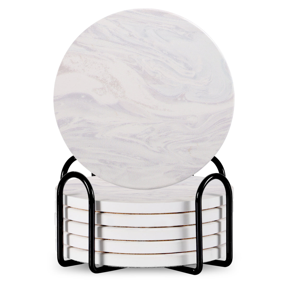 Ceramic Coasters with Holder — Set of 6