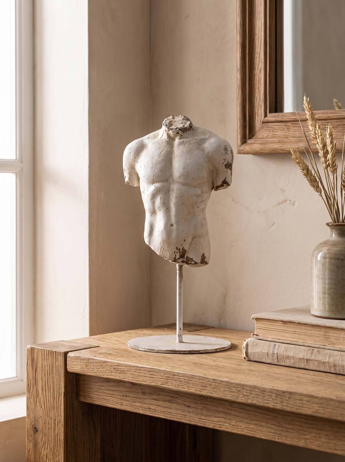 Atelier Torso Sculpture in a home setting — an art-studio detail