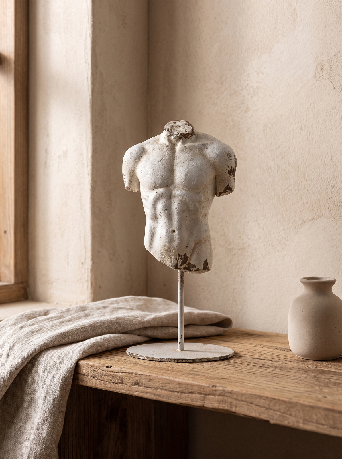 Atelier Torso Sculpture in a home setting — sculptural texture, pale tone
