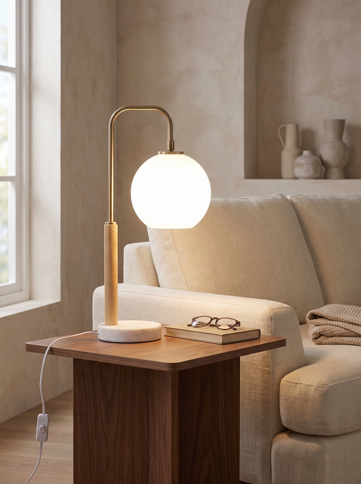 Auris Marble Globe Table Lamp styled for made for everyday evenings