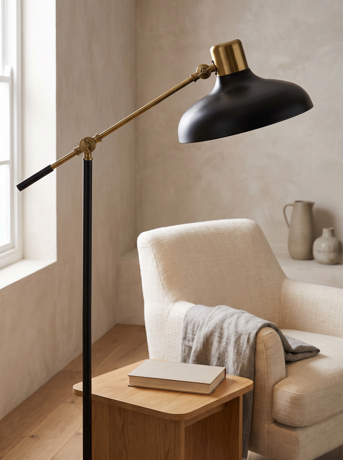 Balance Arm Floor Lamp — Black & Gold styled for a shape with purpose