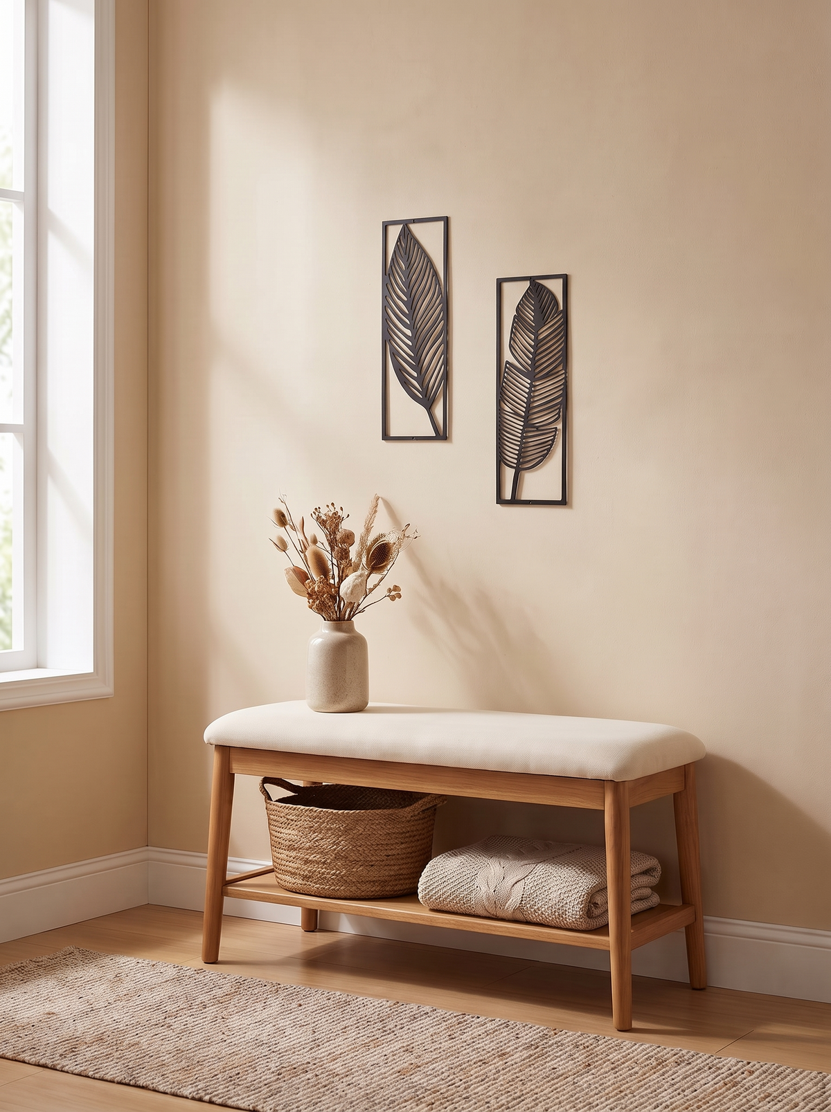Botanical Iron Wall Art — Two-Piece Set styled in a home setting — a little greenery in silhouette