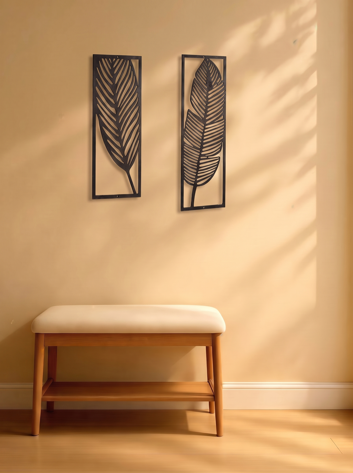 Botanical Iron Wall Art — Two-Piece Set styled in a home setting — light lines, dark contrast