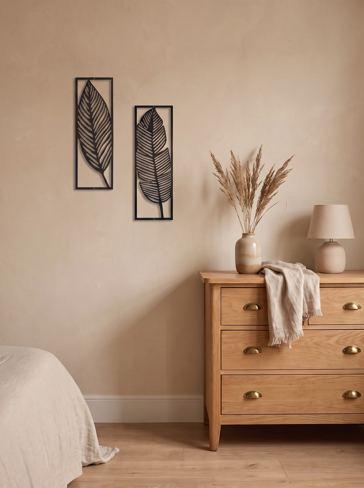 Botanical Iron Wall Art — Two-Piece Set styled in a home setting — space them your way