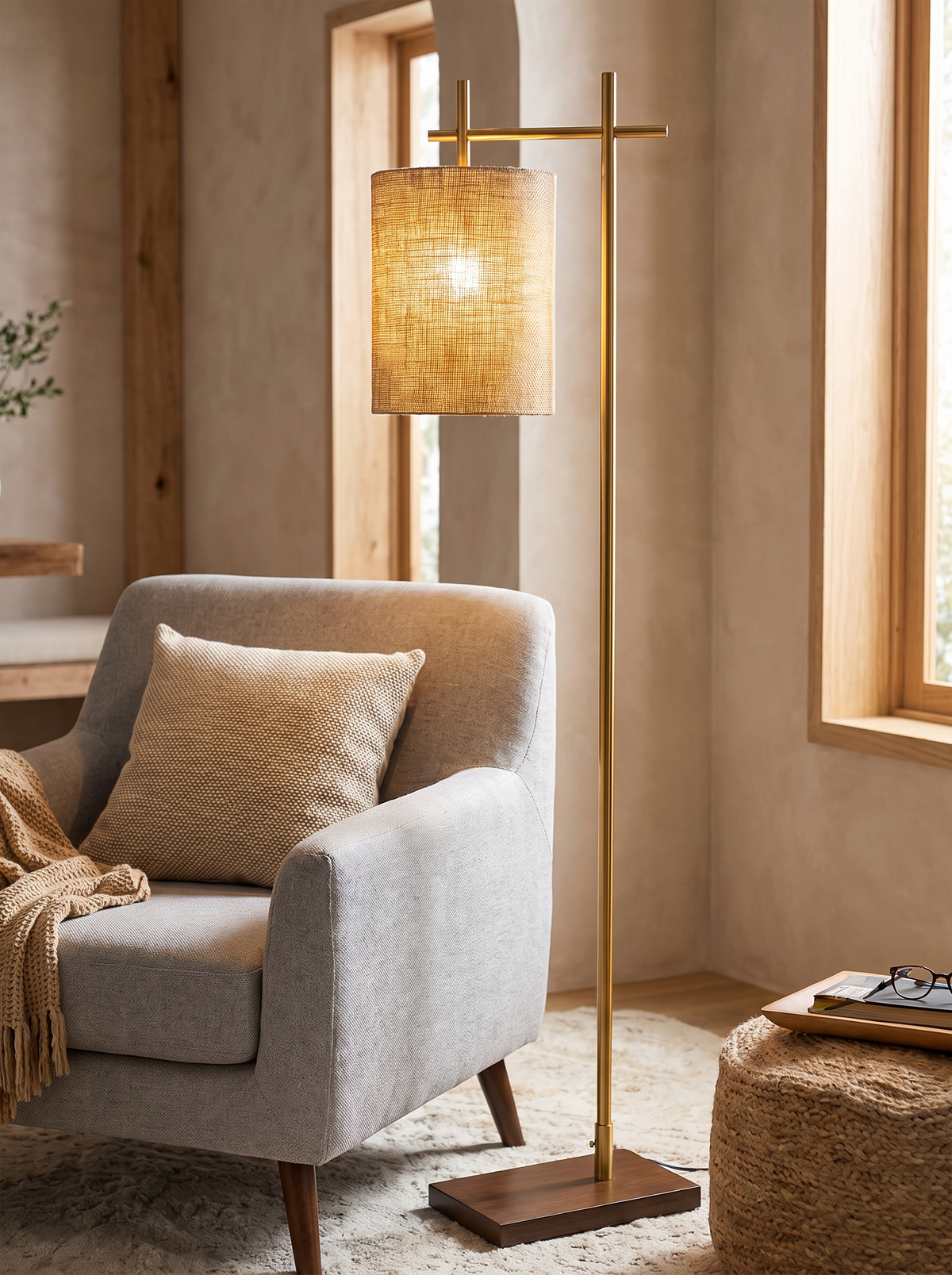 Brizo Bamboo-Shade Floor Lamp in a home setting — warmth in the weave