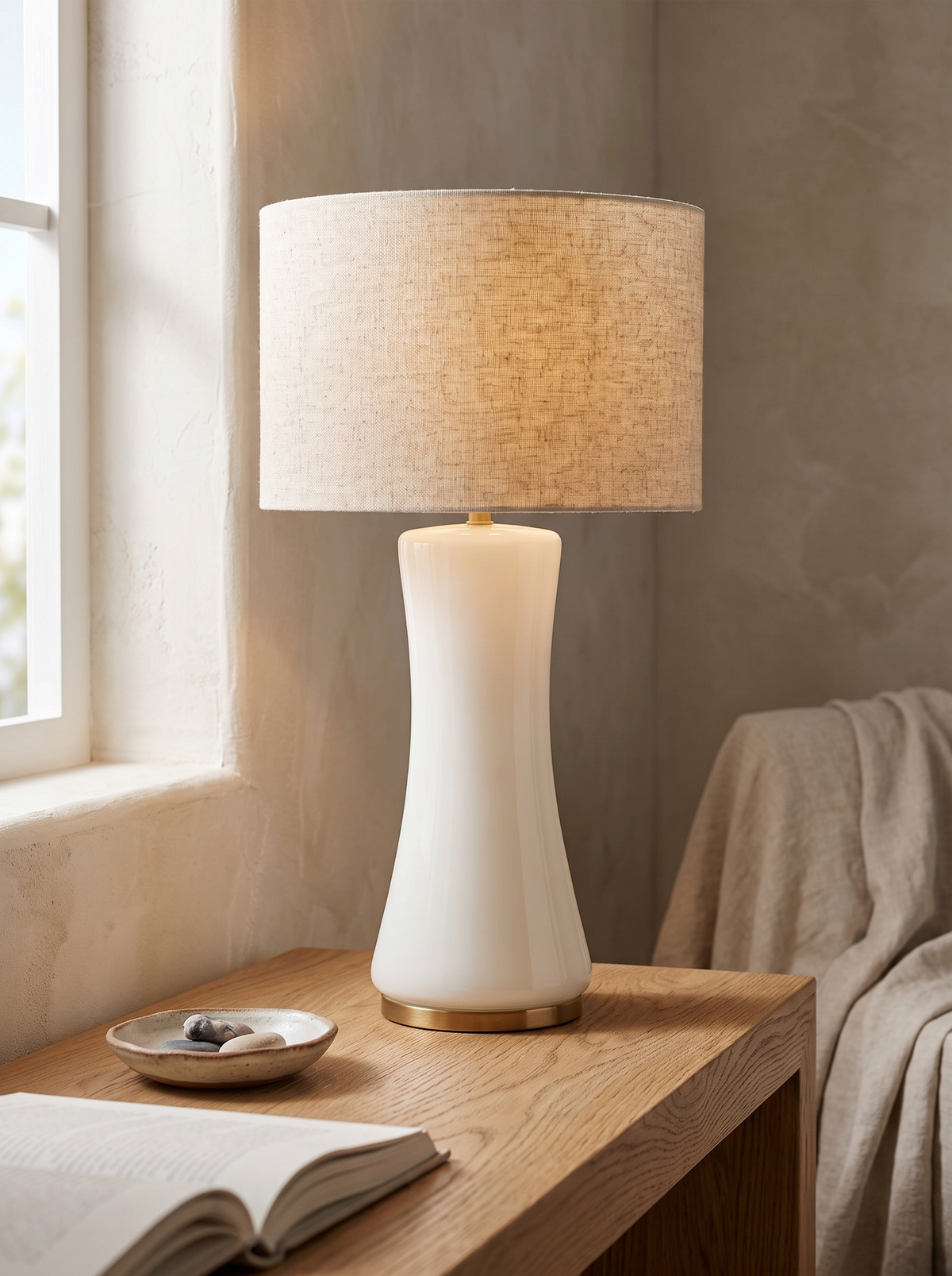 Cascade Glass Table Lamp styled for quiet detail, warm contrast