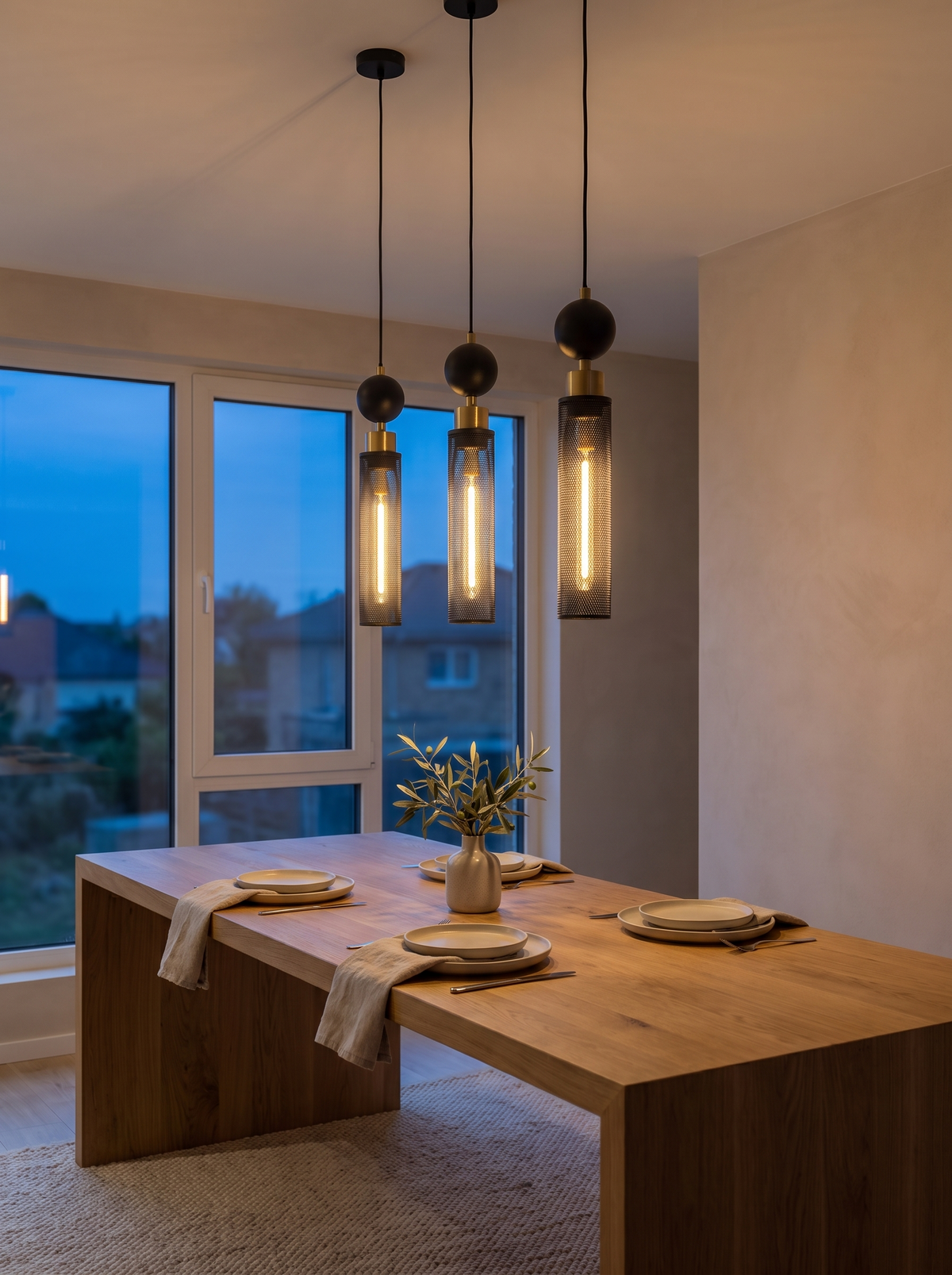 Column Black Pendant Lights — Set of 3 in a home setting — space the set to suit