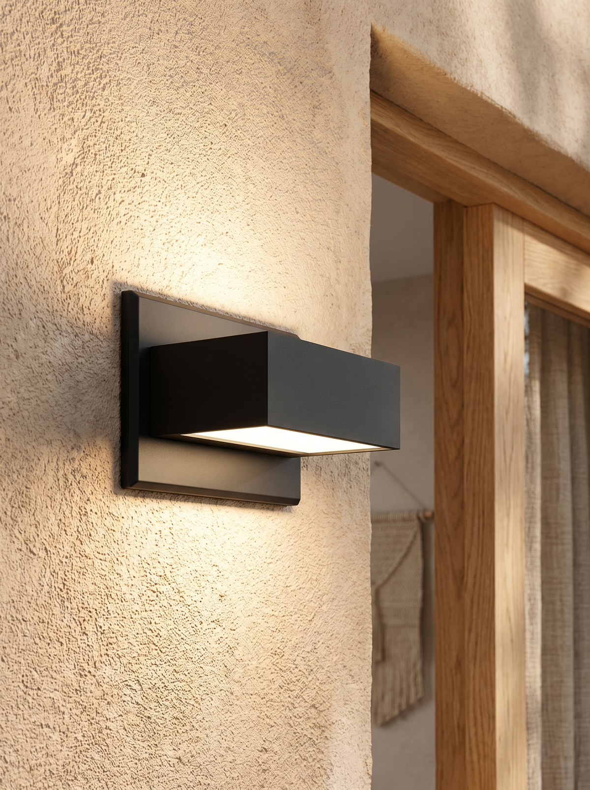 Frame Up & Down Outdoor Wall Light in a home setting — a compact black outline