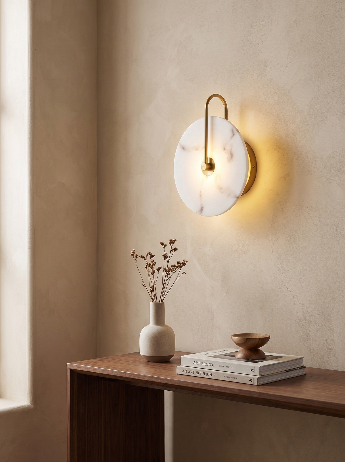 Halo Stone Wall Sconce in a home setting — a quiet glow on the wall
