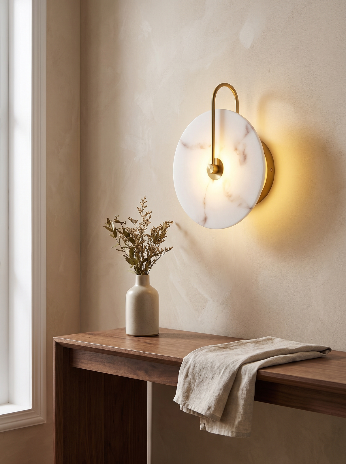Halo Stone Wall Sconce in a home setting — pattern with a light touch
