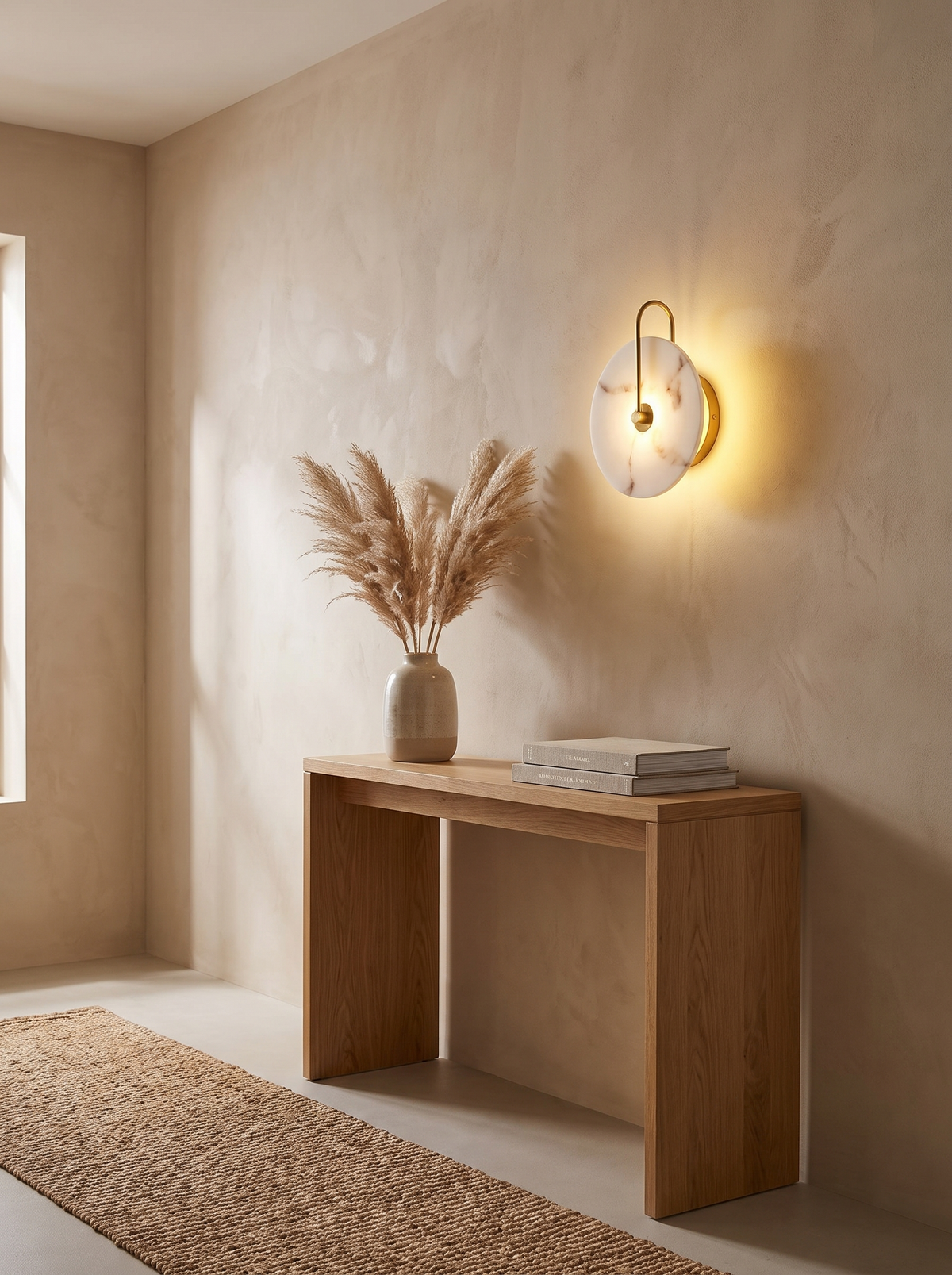 Halo Stone Wall Sconce in a home setting — one small point of warmth