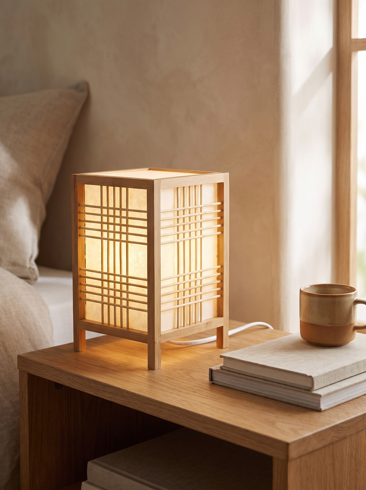 Kanso Bamboo Table Lantern in a home setting — a small lantern for slow evenings
