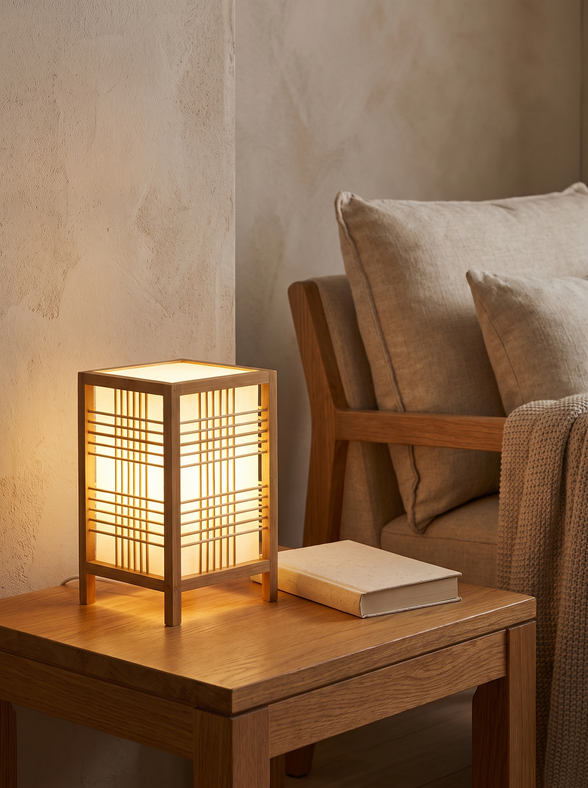 Kanso Bamboo Table Lantern in a home setting — a considered corner