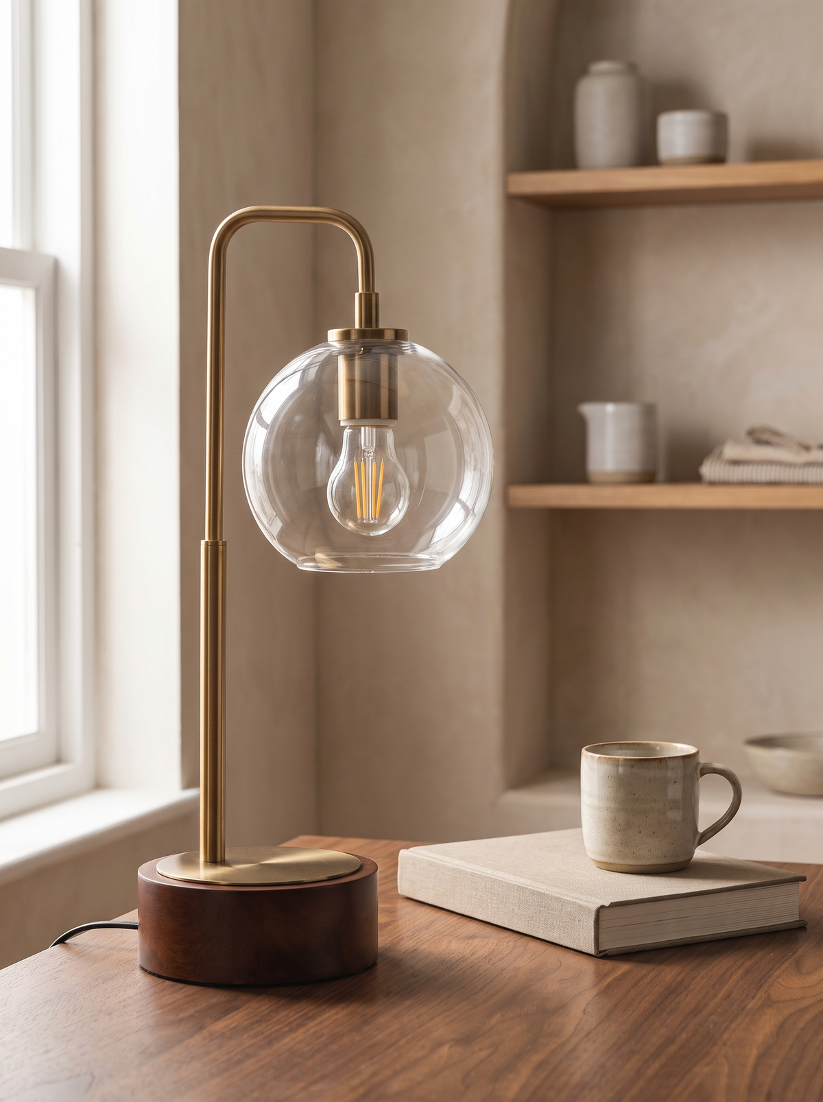 LuxeRay Arched Glass Table Lamp in a home setting — an arch for your reading corner