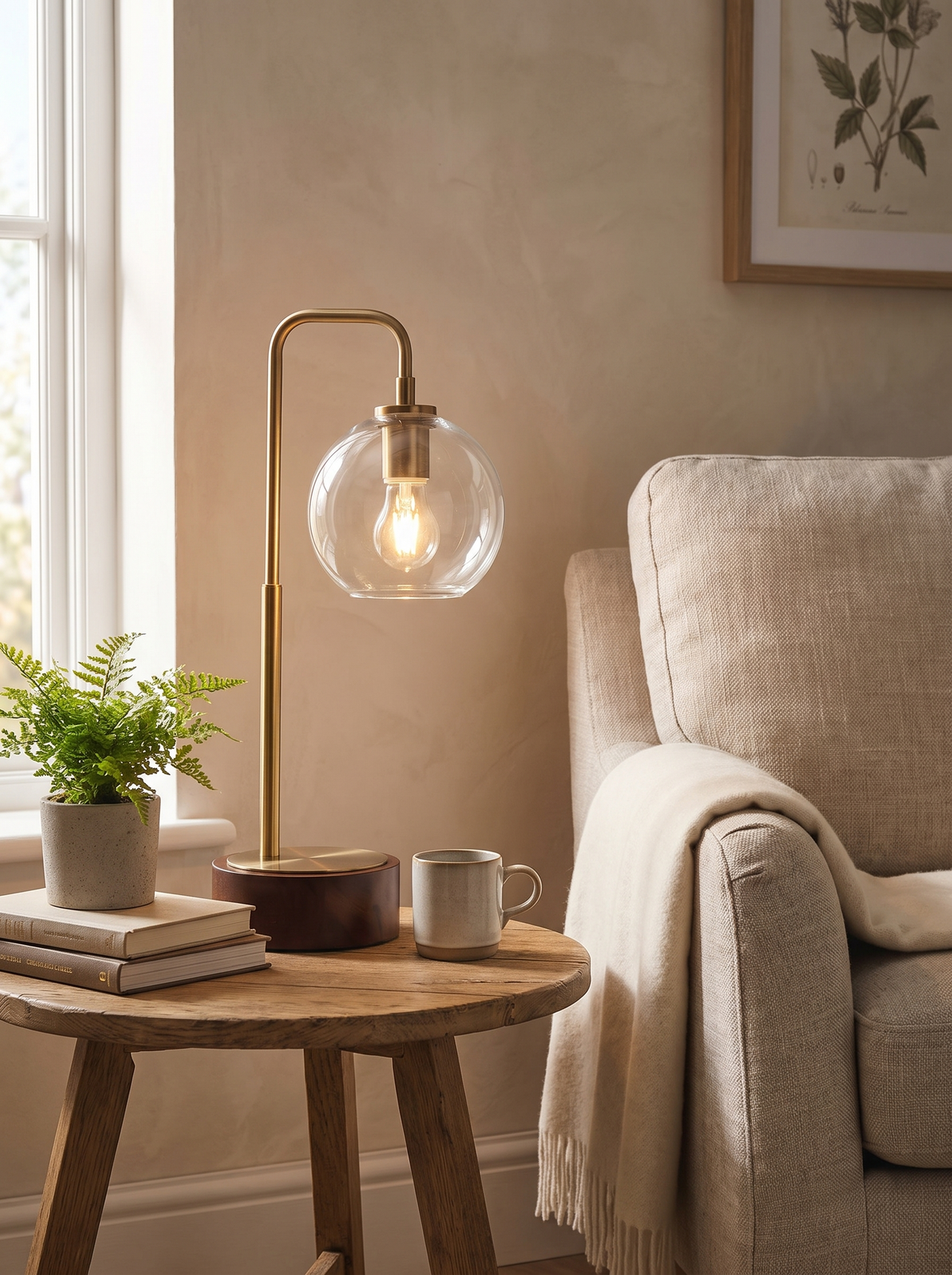 LuxeRay Arched Glass Table Lamp in a home setting — a simple evening companion