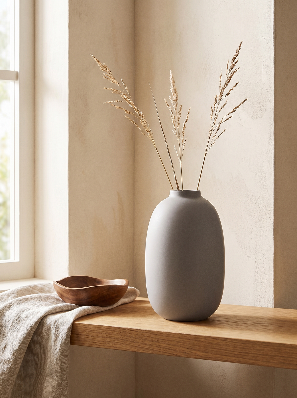 Pebble Matte Bud Vase in a home setting — just a few stems