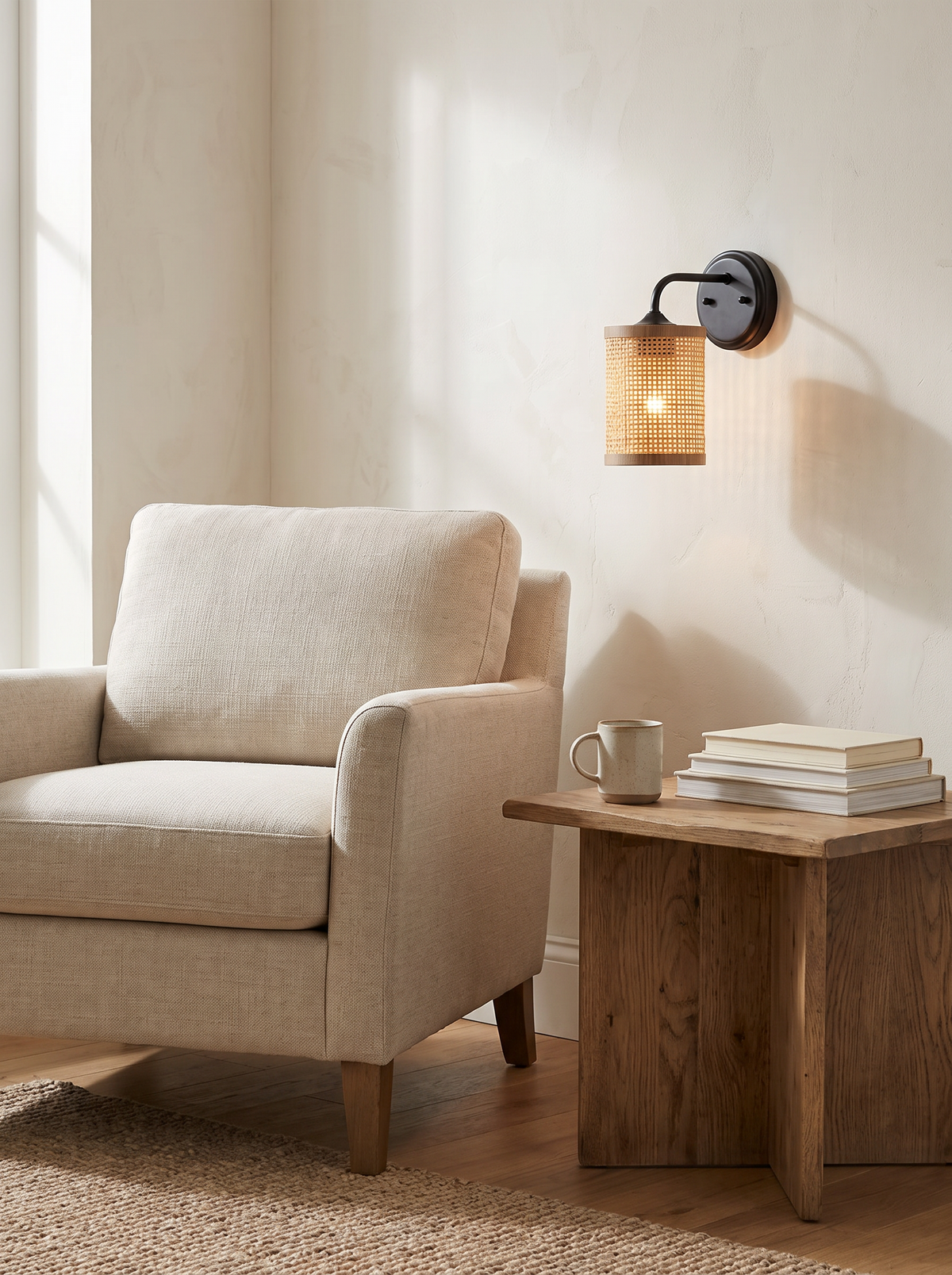 Reef Rattan Wall Sconce in a home setting — a compact wall accent