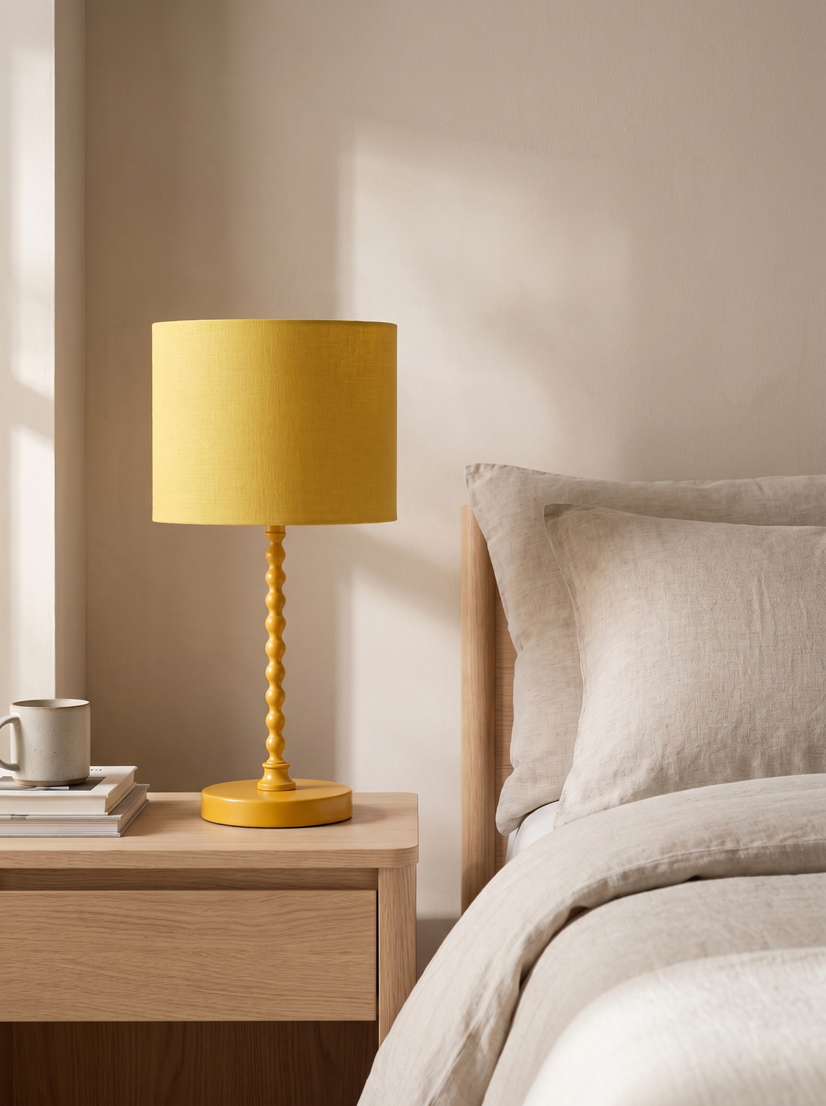 Sereno Ochre Table Lamp styled in a home setting — a shape with character