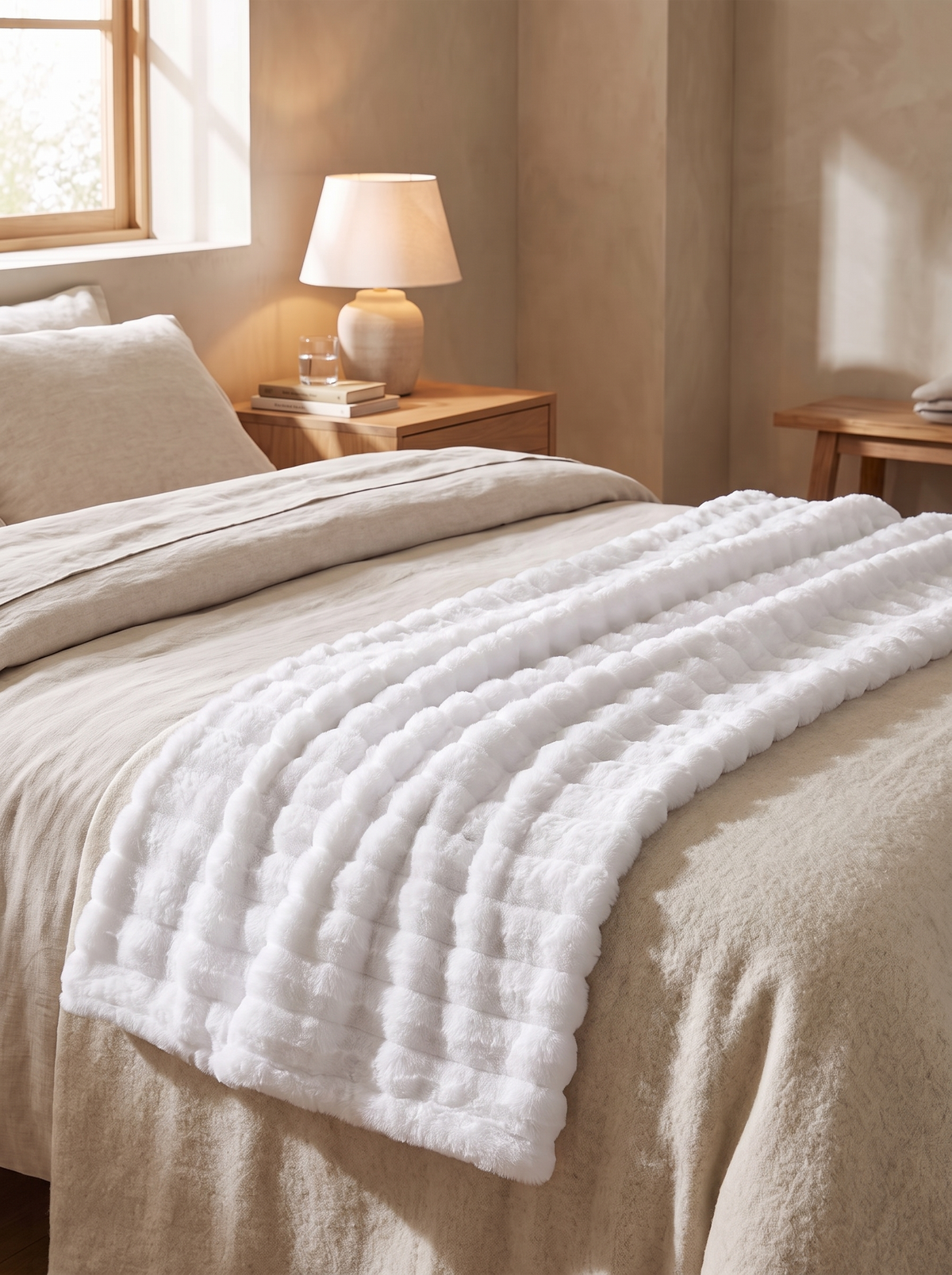 Soft Faux-Fur Throw Blanket styled in a home setting — a finishing layer for the bed