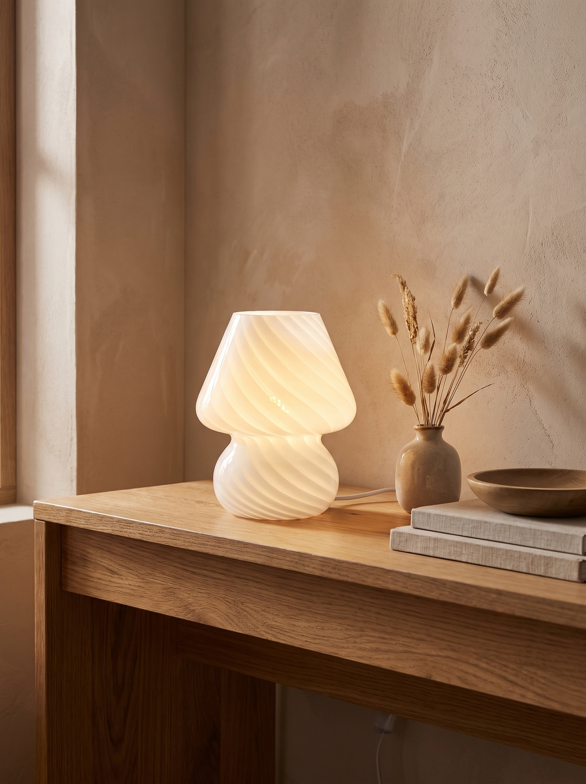 Spiral Glass Bedside Lamp in a home setting — an easy evening glow