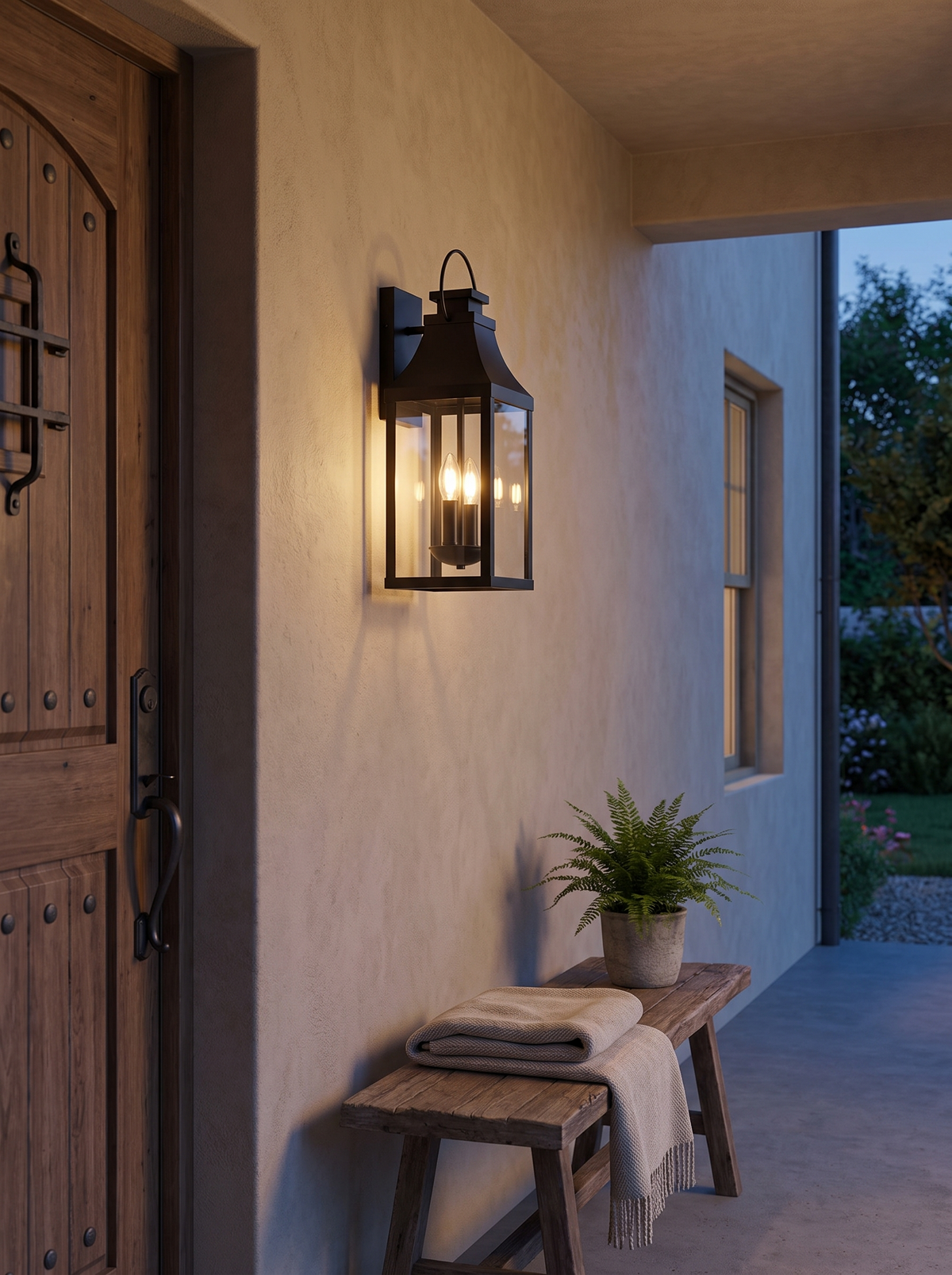 Tall Black Porch Lantern — 20 Inch in a home setting — plan for the actual dimensions
