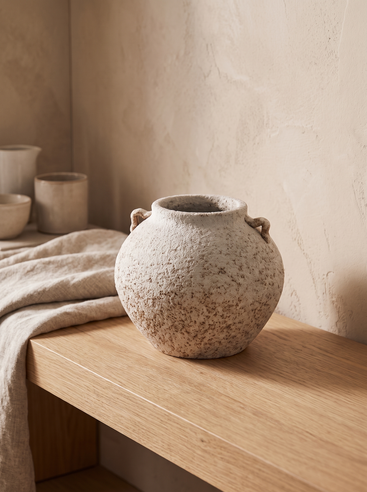 Terra Textured Pottery Vase in a home setting — full shape, modest height