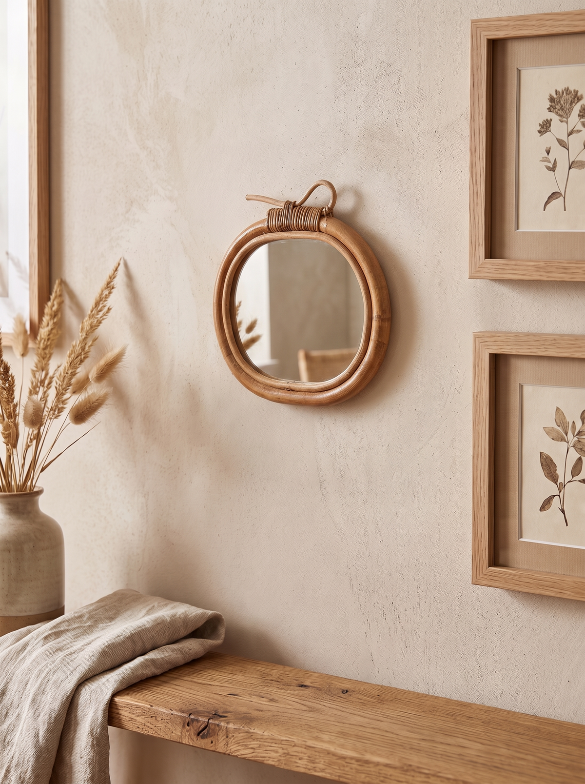 Woven Apple Wall Mirror in a home setting — character in the weave